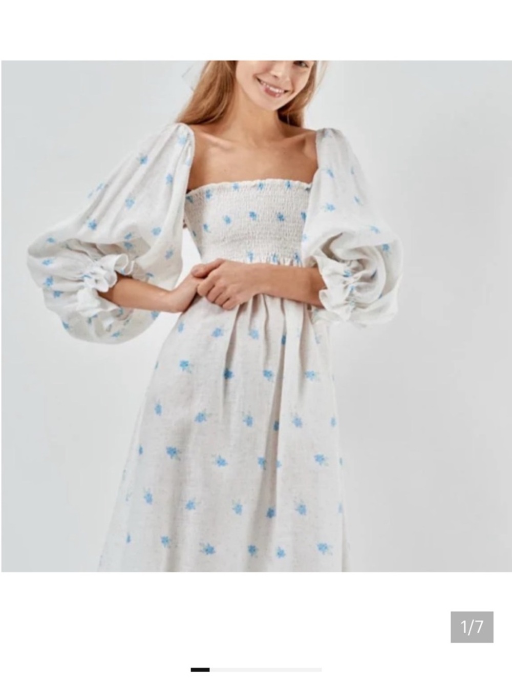 Sleeper Atlanta Dress White and Blue - Picture 4 of 6